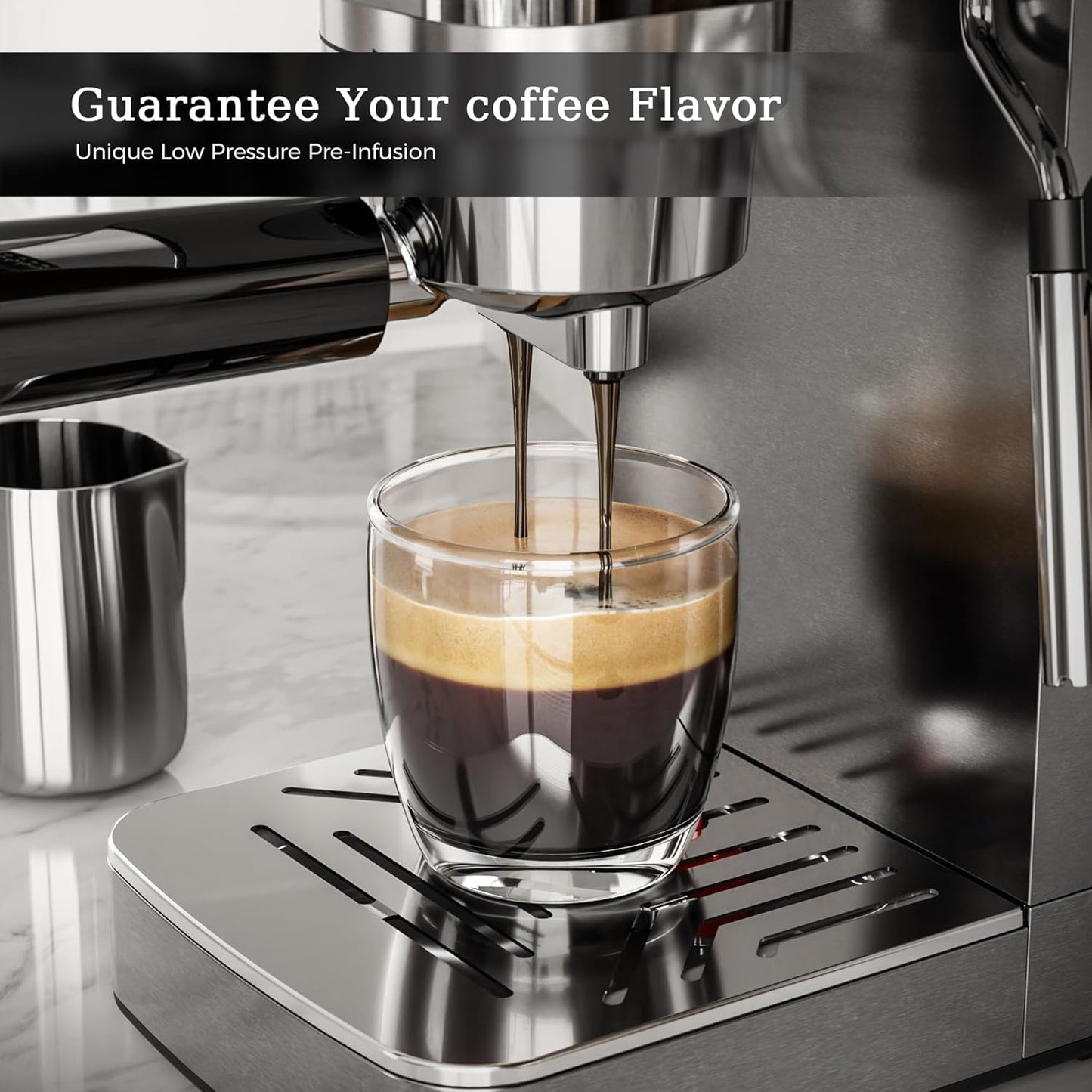 Kismile Espresso Coffee Maker Machine 20 Bar, with Milk Frother Steam Wand  (Online Exclusive) CM8032