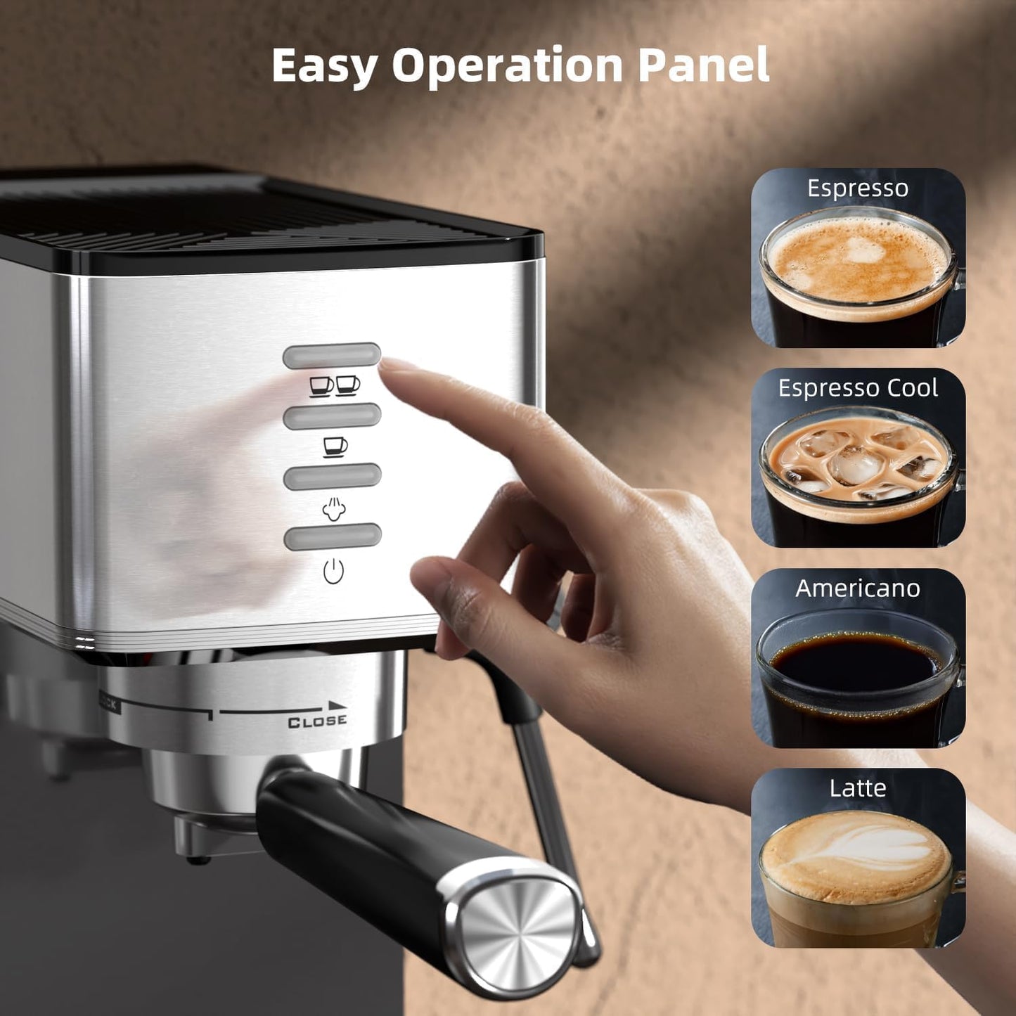 Kismile Espresso Coffee Maker Machine 20 Bar, with Milk Frother Steam Wand  (Online Exclusive) CM8032
