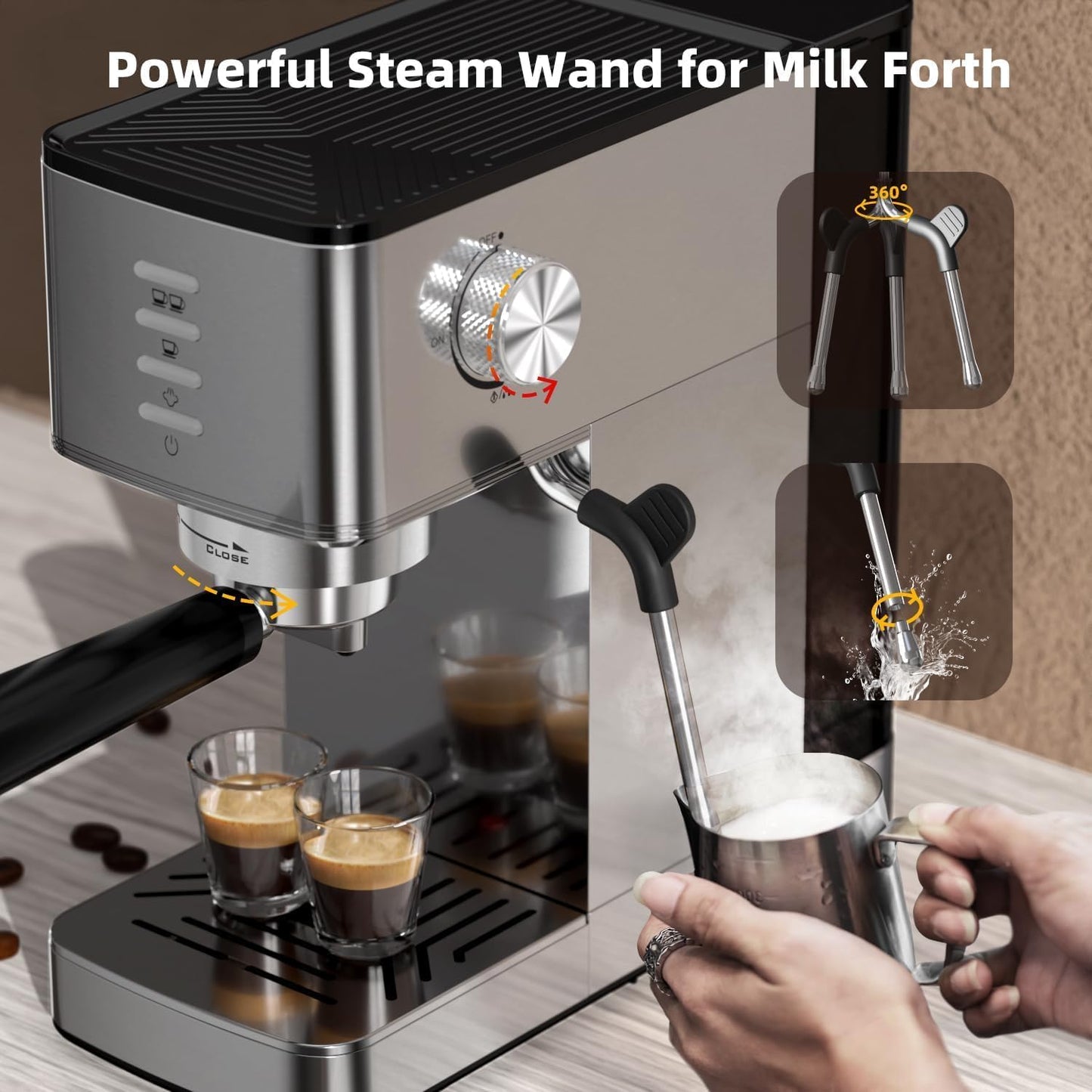 Kismile Espresso Coffee Maker Machine 20 Bar, with Milk Frother Steam Wand  (Online Exclusive) CM8032