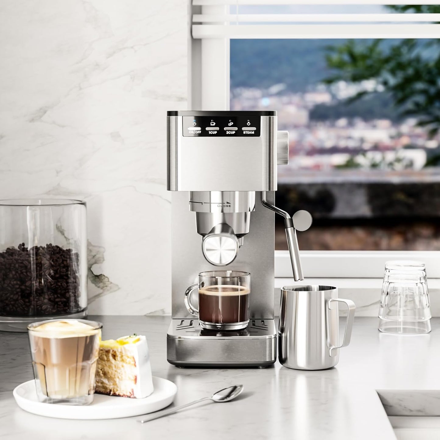 Kismile Espresso Coffee Maker Machine 20 Bar, with Milk Frother Steam Wand  (Online Exclusive) CM8032