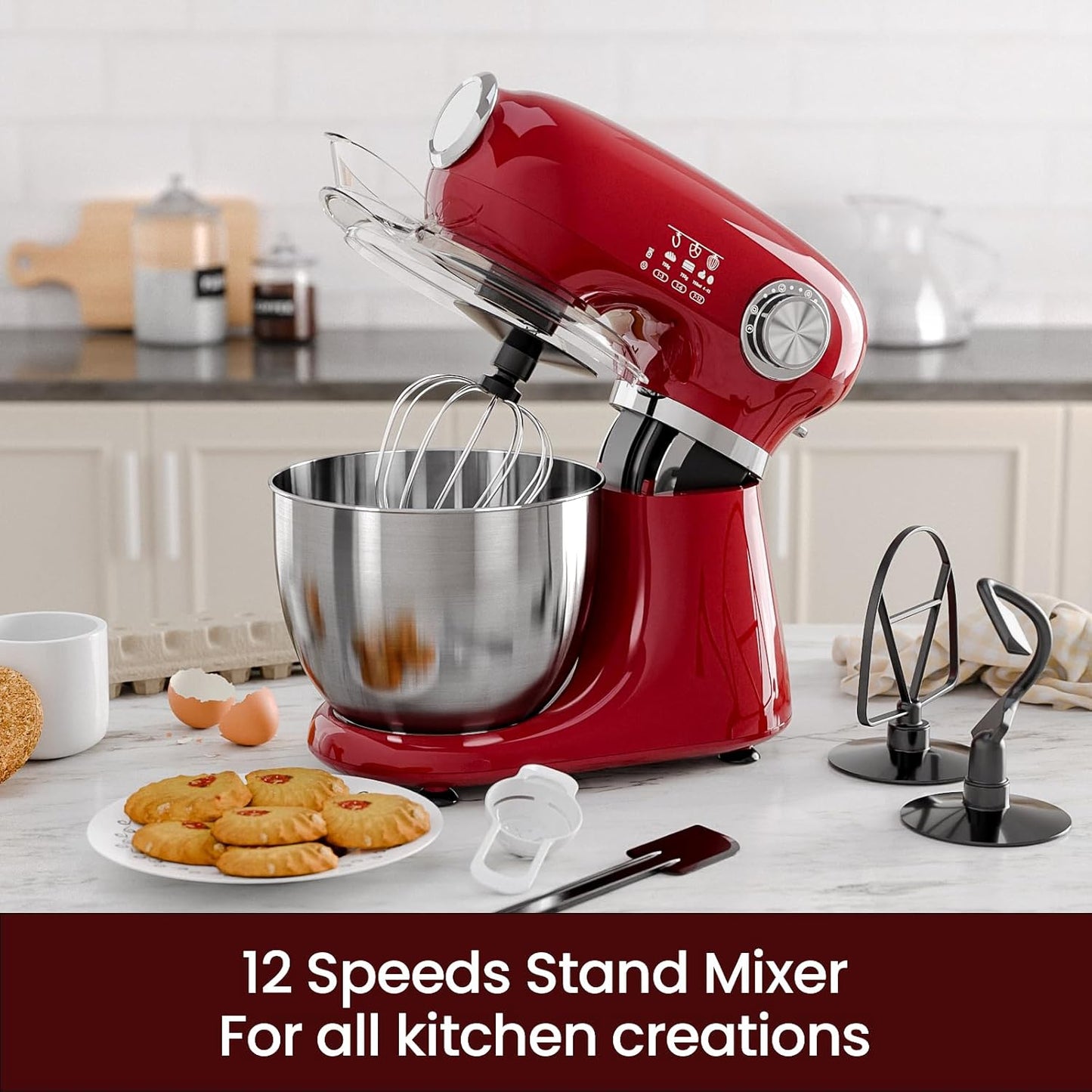 Kismile Stand Mixer, 5.5-Quart Electric Mixer with 12  (Online Exclusive) Speeds CF3715