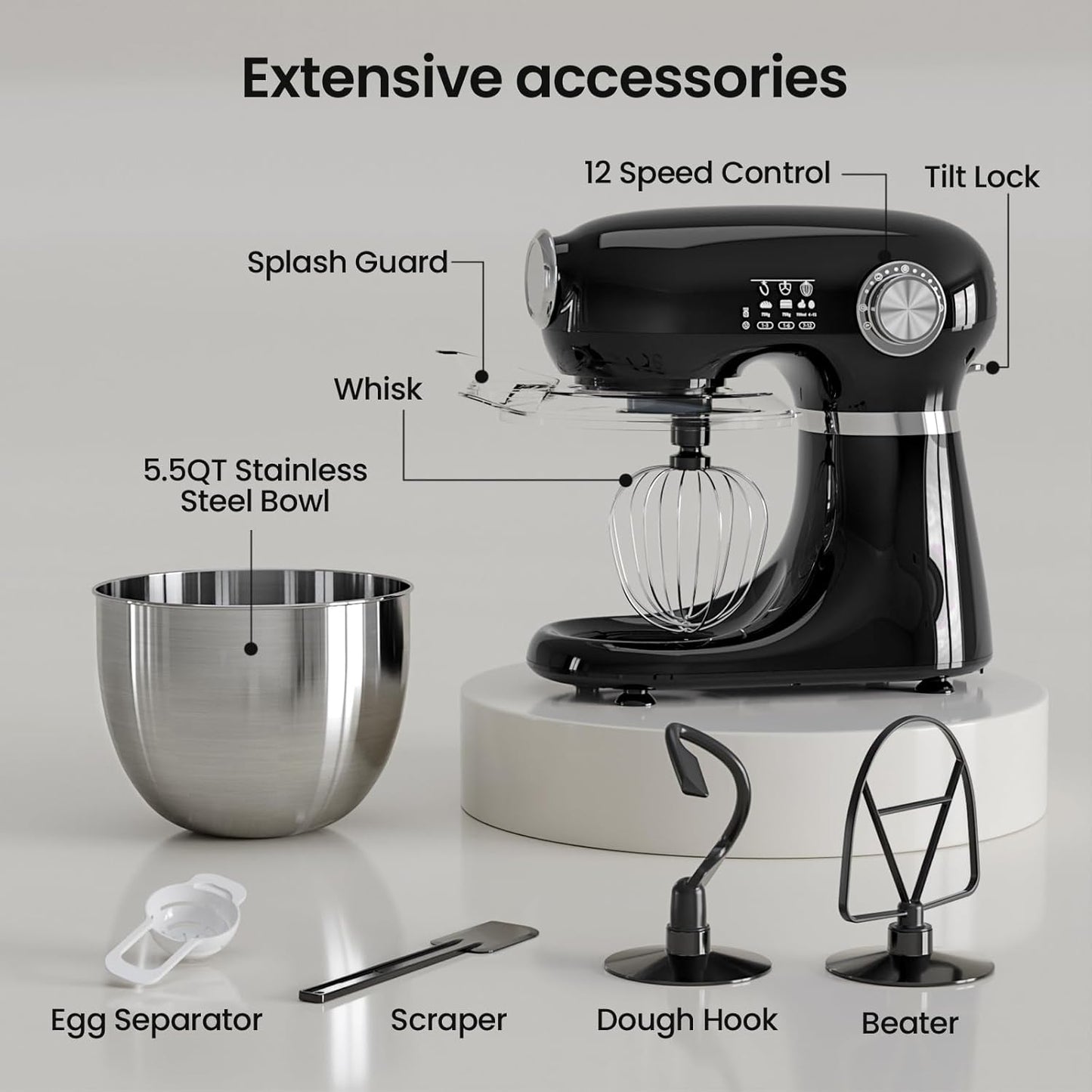 Kismile Stand Mixer, 5.5-Quart Electric Mixer with 12  (Online Exclusive) Speeds CF3715