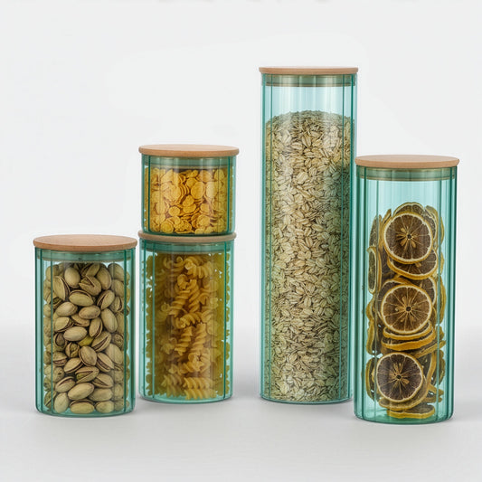 Glass Canister Set & Bamboo Lid - Diamond Blue (Online Exclusive)
