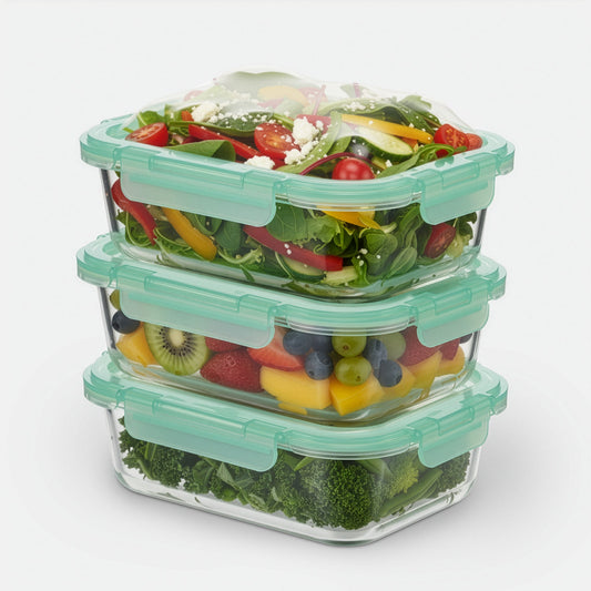 Glass Containers with Flexible Silicone Lids - Set of 3 (Online Exclusive)