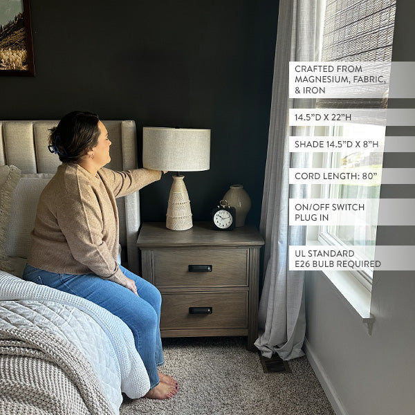 Intricate Beige Bedside Table Lamp (Online Exclusive)