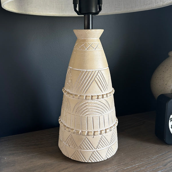 Intricate Beige Bedside Table Lamp (Online Exclusive)