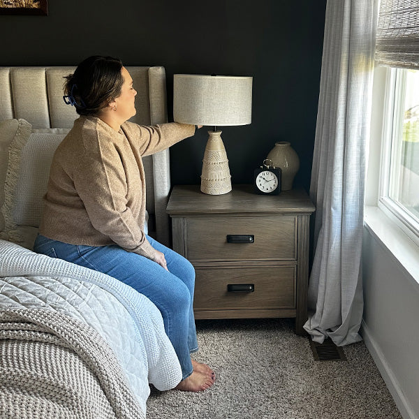 Intricate Beige Bedside Table Lamp (Online Exclusive)