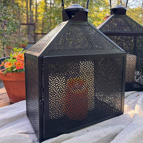 Perforated Iron Metal Lanterns, Set of Three (Online Exclusive)