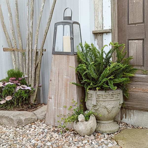Removable Metal Lanterns with Wood Base, Set of Two (Online Exclusive)