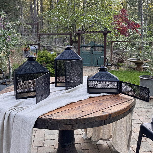 Perforated Iron Metal Lanterns, Set of Three (Online Exclusive)