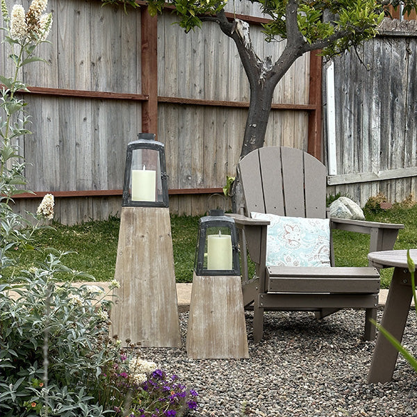 Removable Metal Lanterns with Wood Base, Set of Two (Online Exclusive)