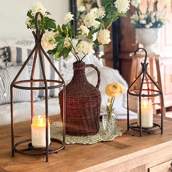 Vintage Inspired Open Cage Candle Lanterns, Set of Two (Online Exclusive)