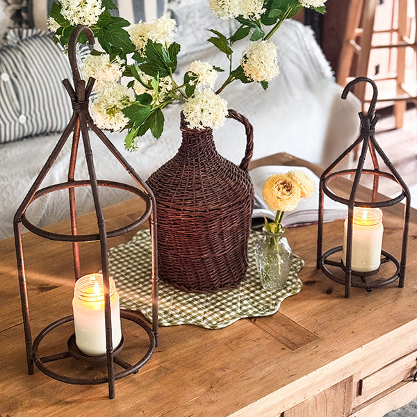 Vintage Inspired Open Cage Candle Lanterns, Set of Two (Online Exclusive)
