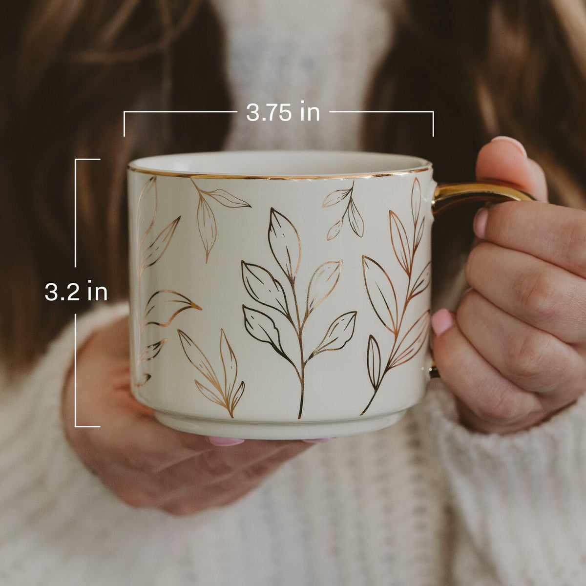 Orange Navy Plaid 14 oz Gold Handle Coffee Mug  (Online Exclusive