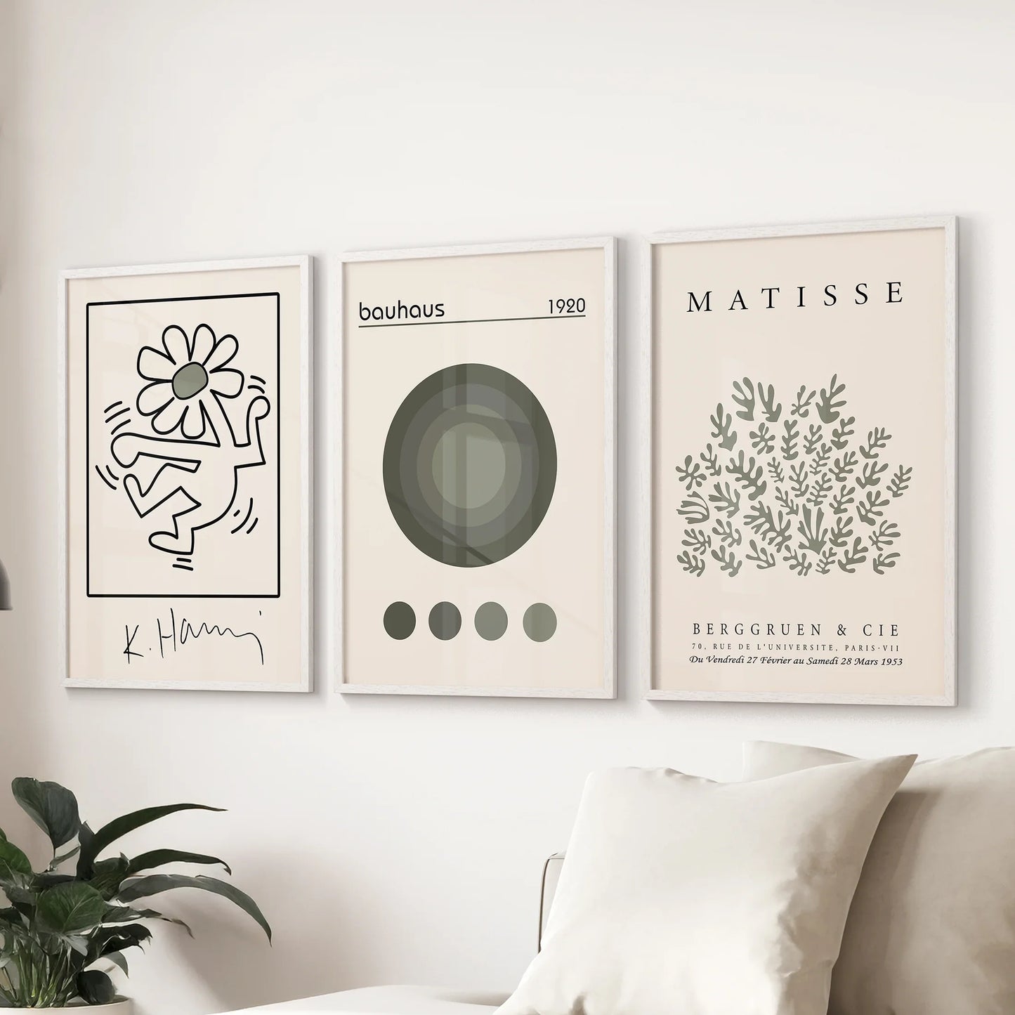 Sage Green Henri Matisse Botanical Art. Bauhaus Poster Set  (online exclusive)