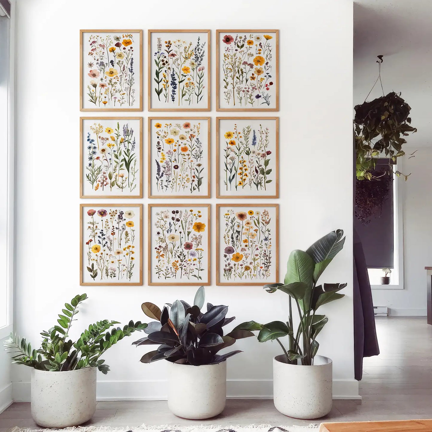 Meadow Wildflowers Prints. Floral Wall Art Set of 9 Pieces  (online exclusive)