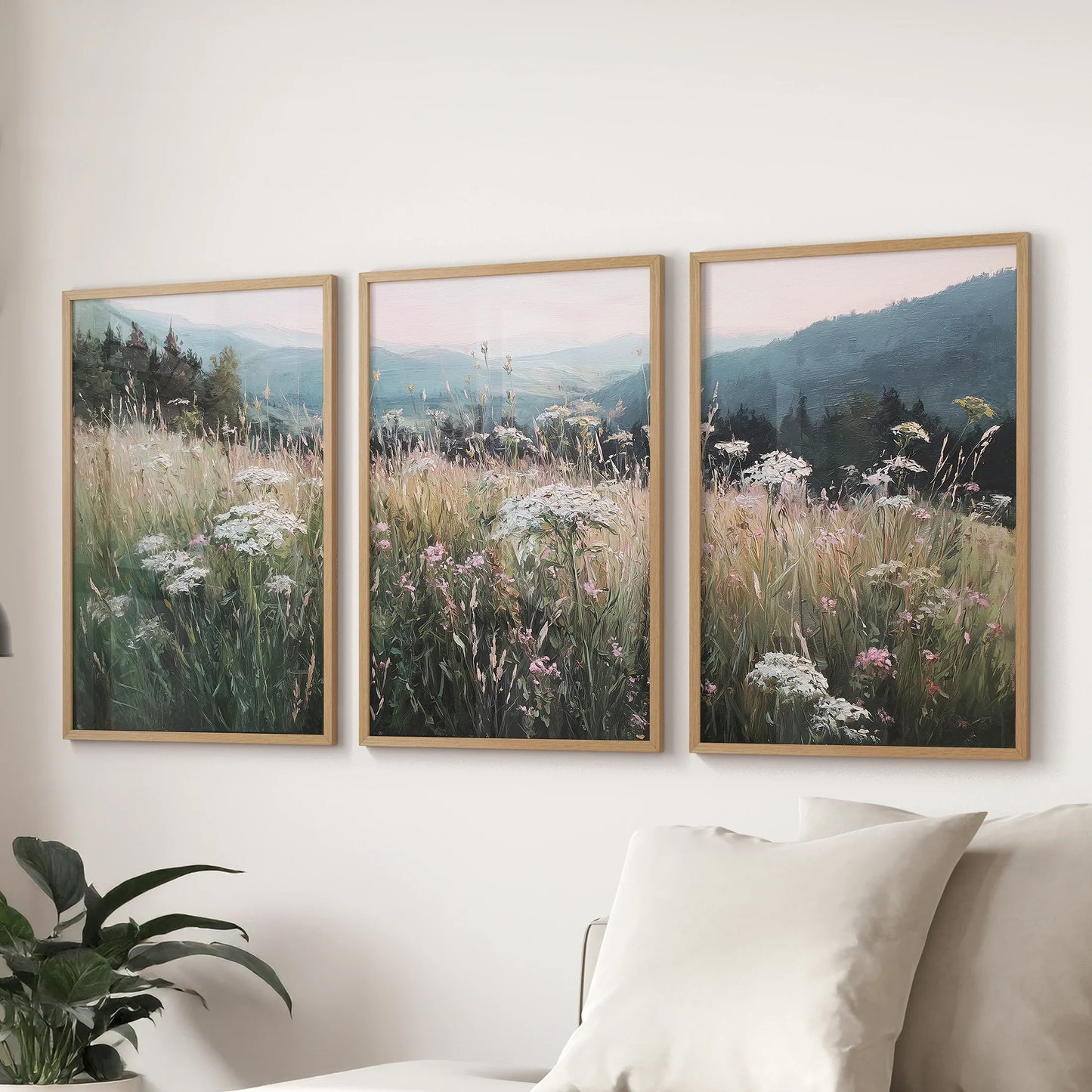 Meadow Landscape Wall Art Set of 3. Nature Prints  (online exclusive)