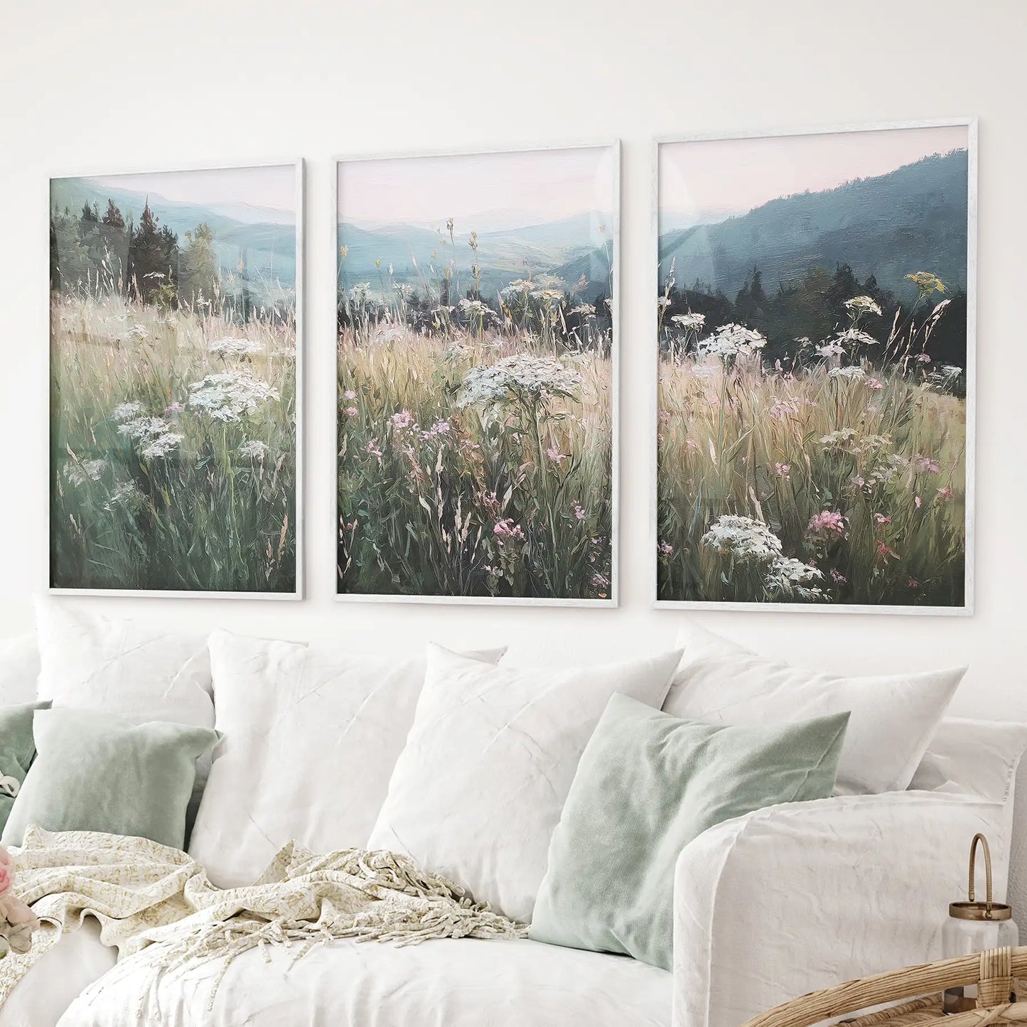 Meadow Landscape Wall Art Set of 3. Nature Prints  (online exclusive)