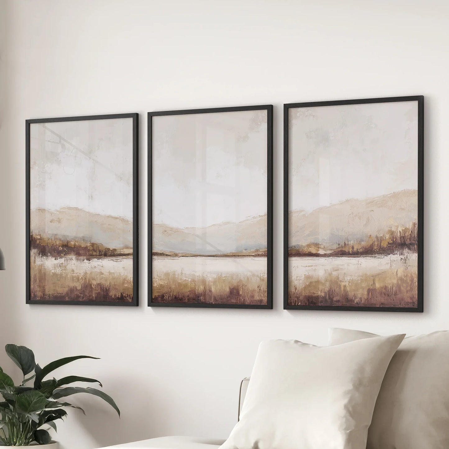 Neutral Beige Brown Landscape Tryptich. Set of 3 Art Prints  (online exclusive)