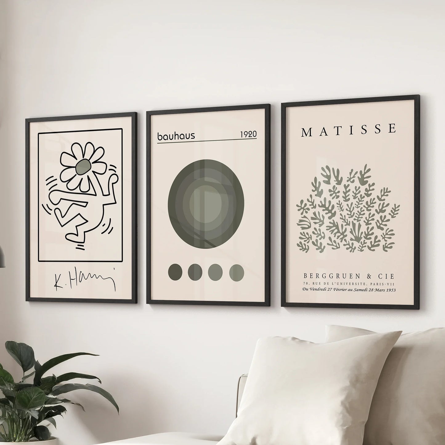 Sage Green Henri Matisse Botanical Art. Bauhaus Poster Set  (online exclusive)