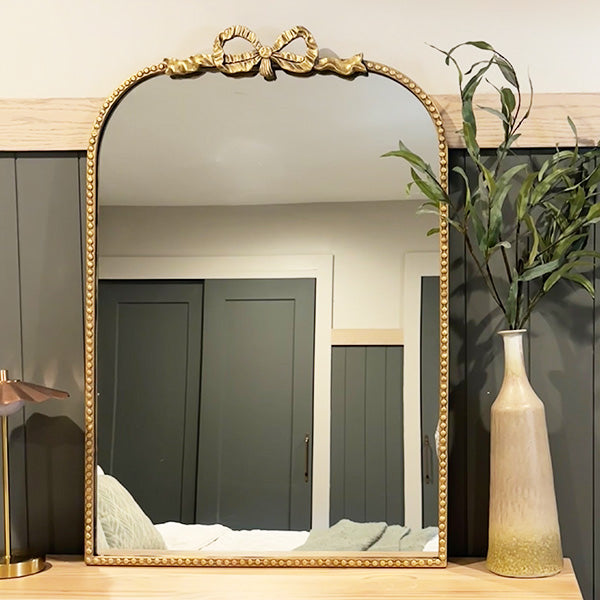 Antique Gold Bow Mirror, Choose Your Size (Online Exclusive)