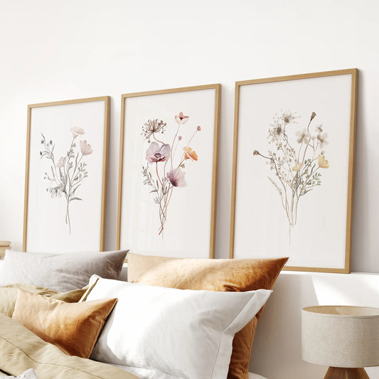 Watercolor Wildflower Set of 3 Prints. Botanical Floral  Art for Cottage Spaces  (online exclusive)