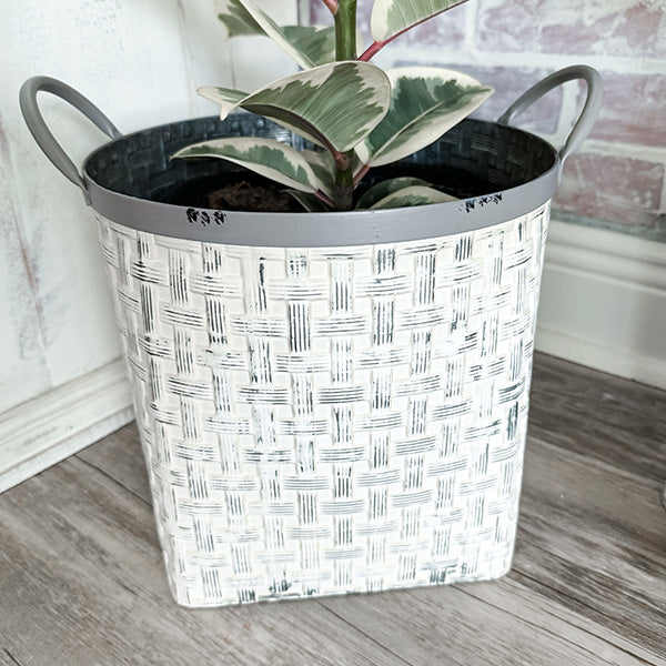 Whitewashed Woven Metal Baskets, Set of 2 (Online Exclusive)