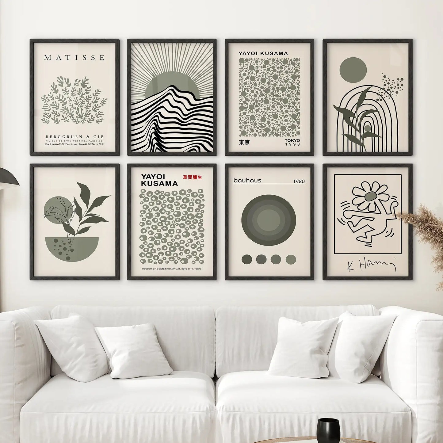 Sage Green Gallery Wall. 8 Piece Modern Poster Set for Apartment Decor  (online exclusive)
