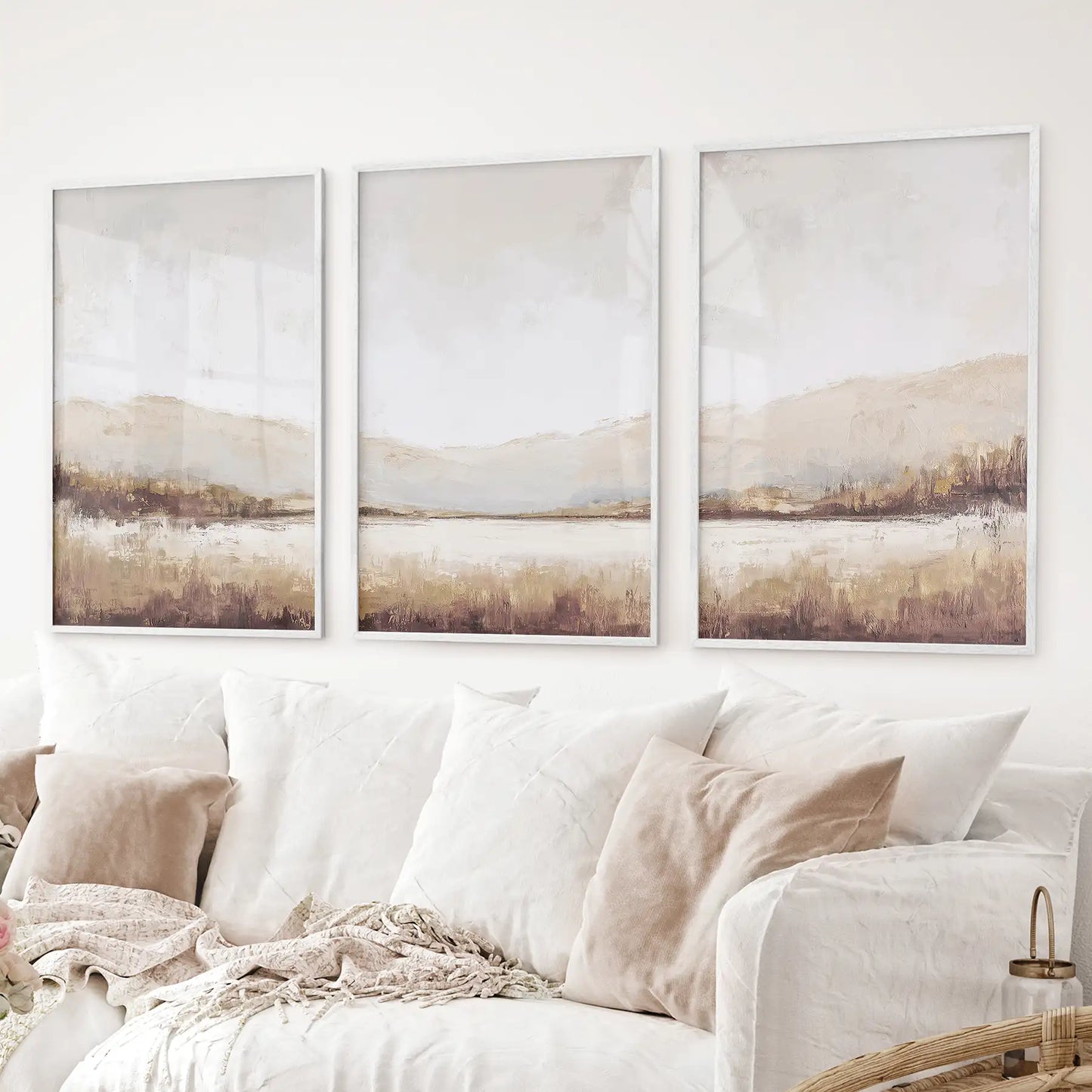 Neutral Beige Brown Landscape Tryptich. Set of 3 Art Prints  (online exclusive)