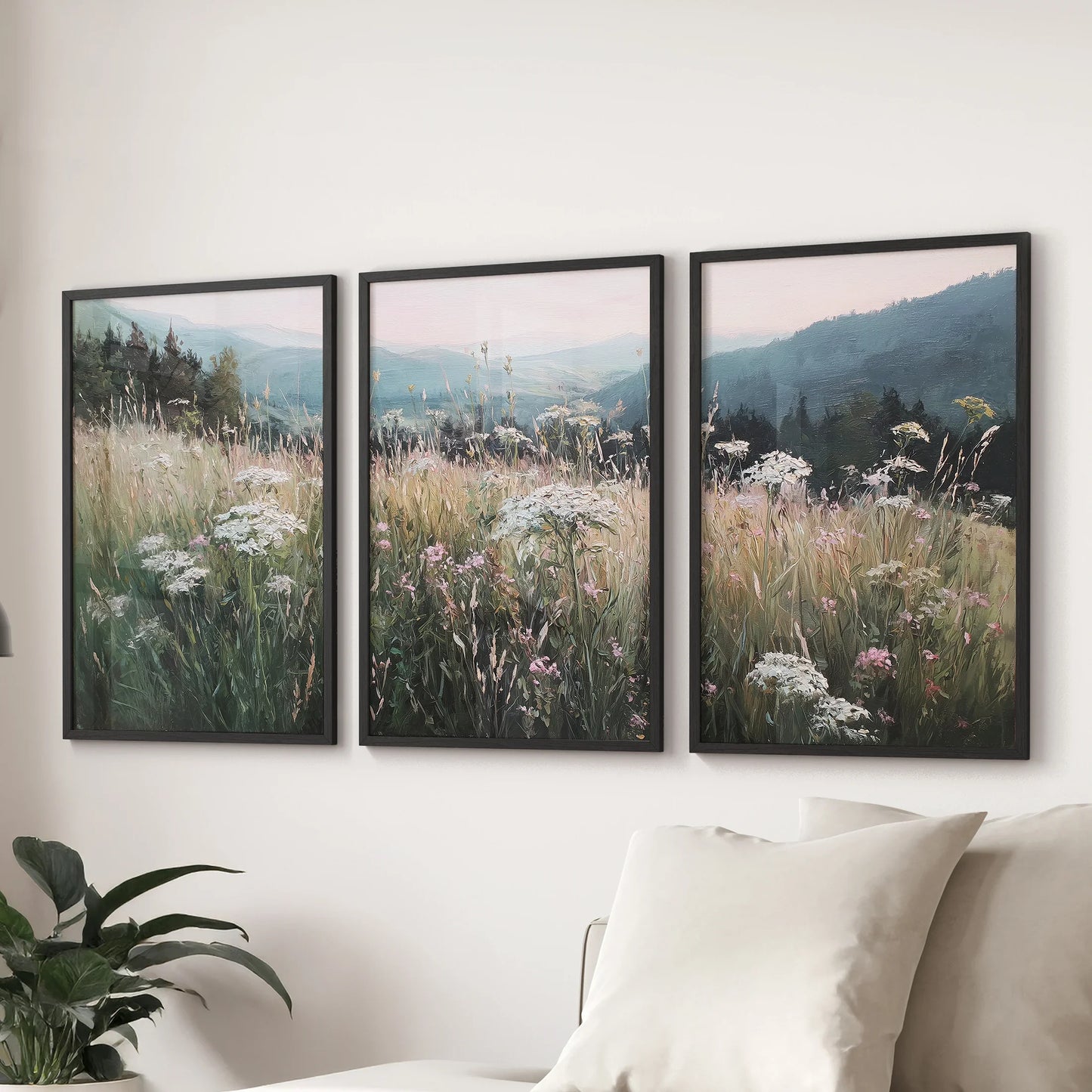 Meadow Landscape Wall Art Set of 3. Nature Prints  (online exclusive)