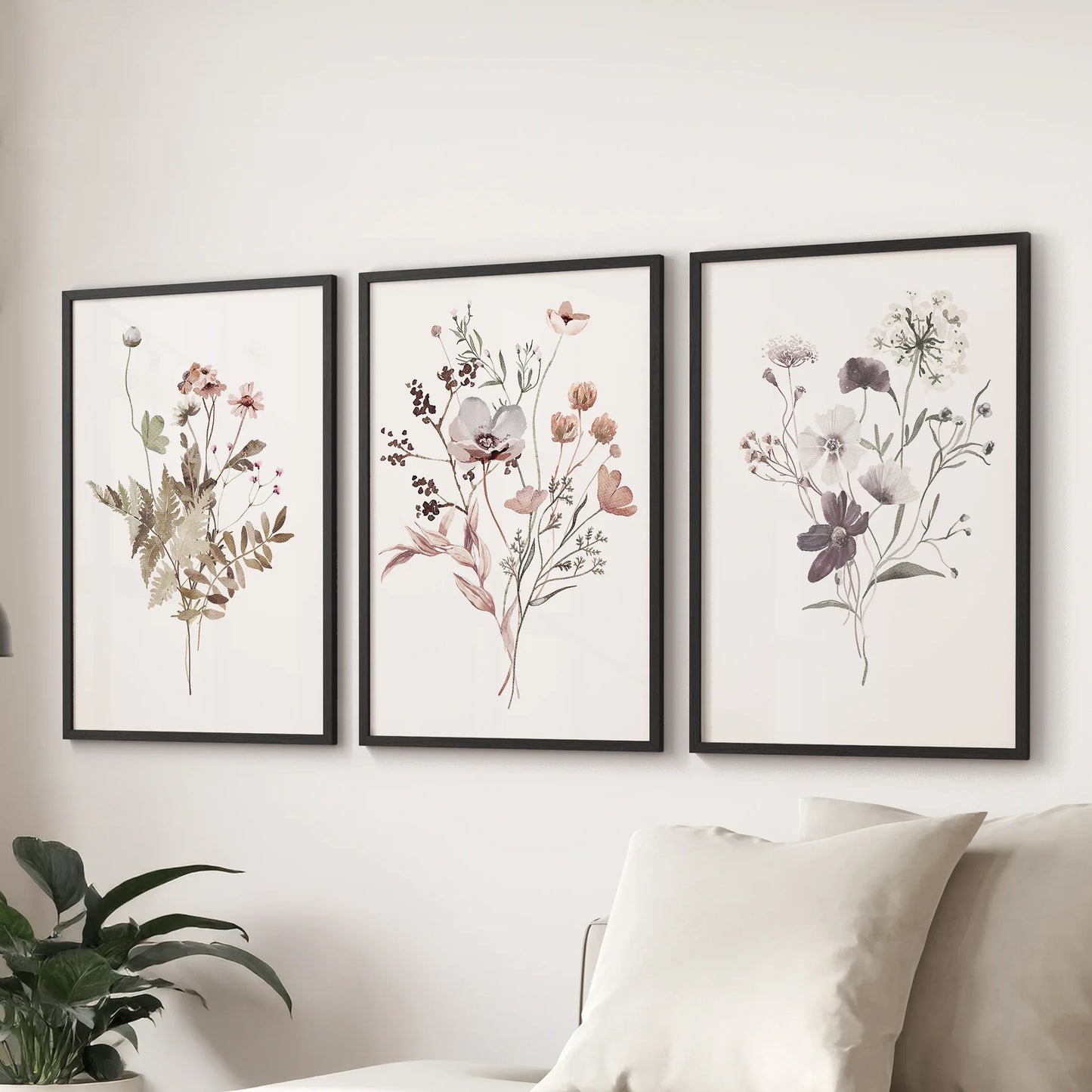 Meadow Wildflower Print Set of 3 Pieces. Watercolor Botanical Prints  (online exclusive)