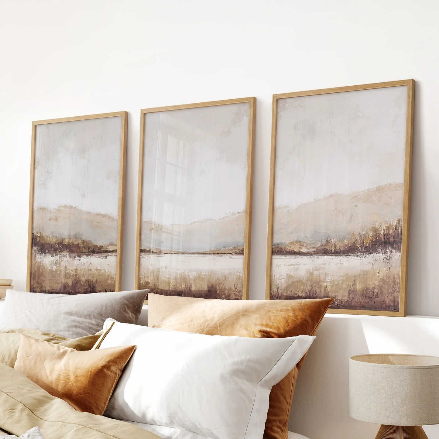 Neutral Beige Brown Landscape Tryptich. Set of 3 Art Prints  (online exclusive)