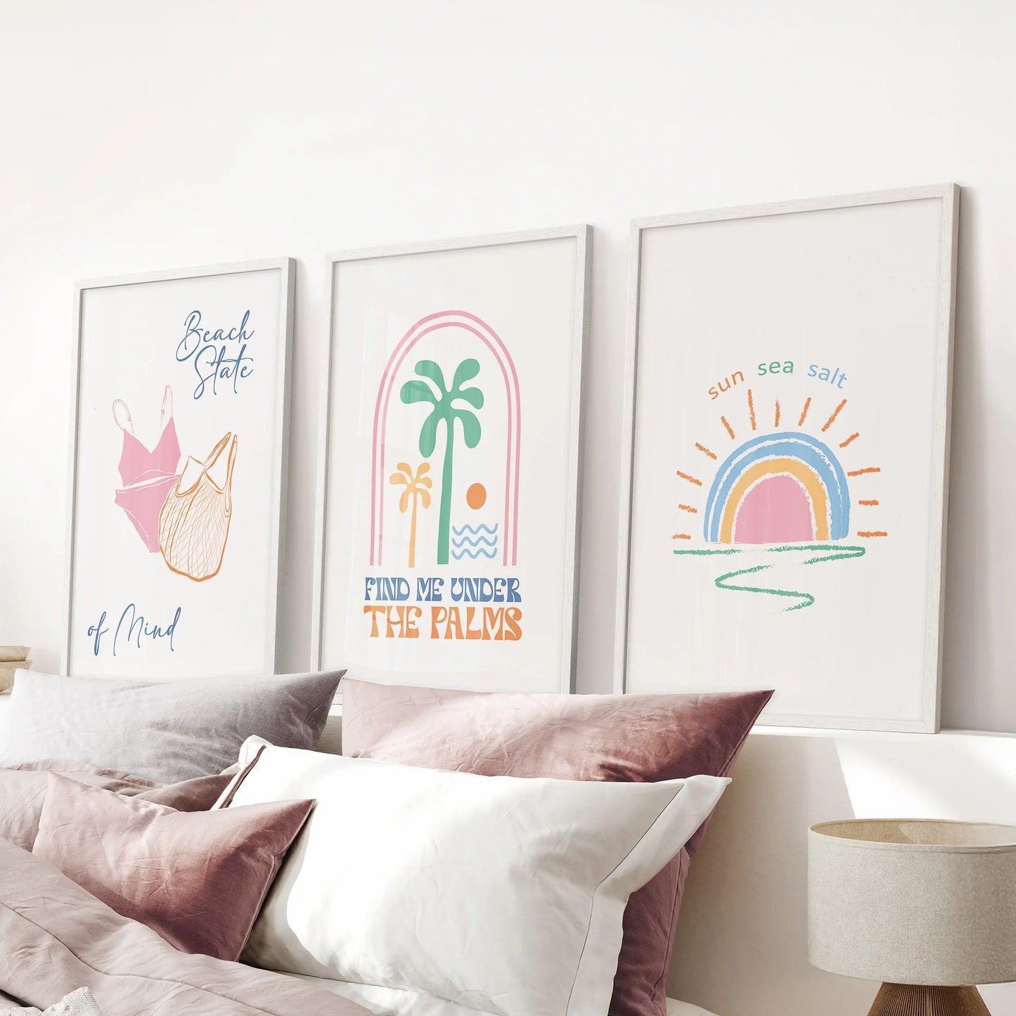 Coastal Summer Vibes Wall Decor. Palm Sunset Poster  Set of 3  (online exclusive)