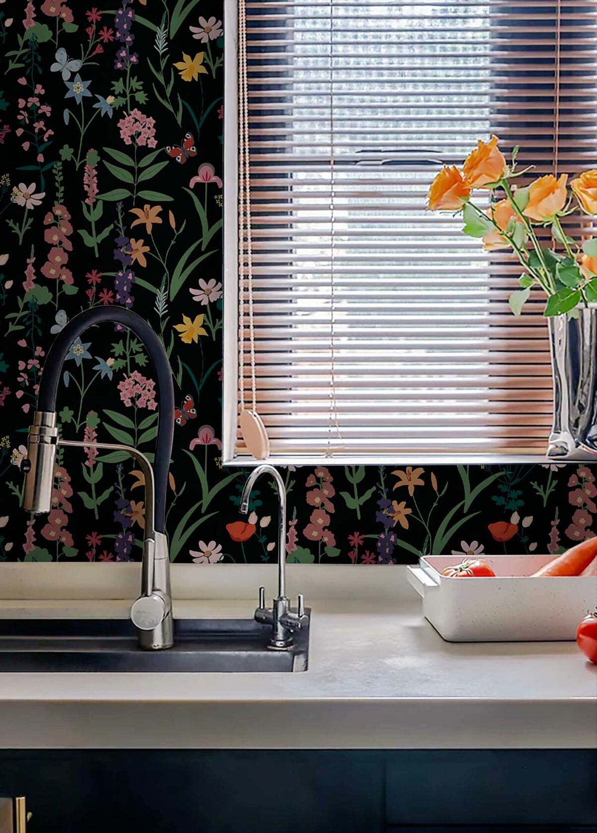 Dimoon 236x16.1 Floral Peel and Stick Wallpaper Black Green Waterproof  (Online Exclusive)