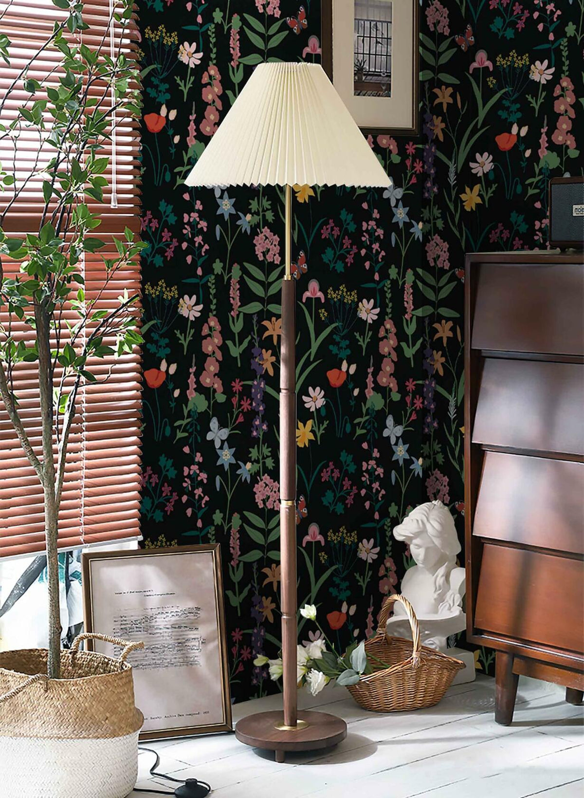 Dimoon 236x16.1 Floral Peel and Stick Wallpaper Black Green Waterproof  (Online Exclusive)