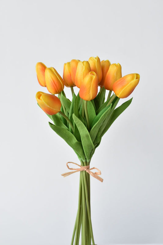 13.5" Faux Real Touch Orange/Yellow Tulip Bundle : 12 Stems  (online exclusive)
