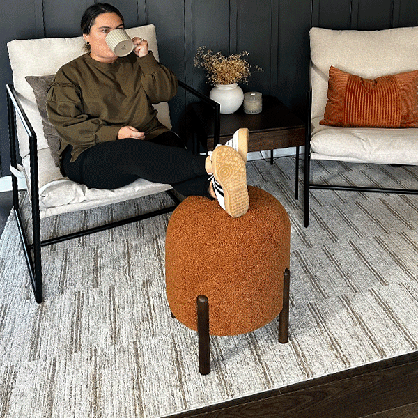 Plush Boucle Drum Ottoman, Choose Your Color (Online Exclusive)