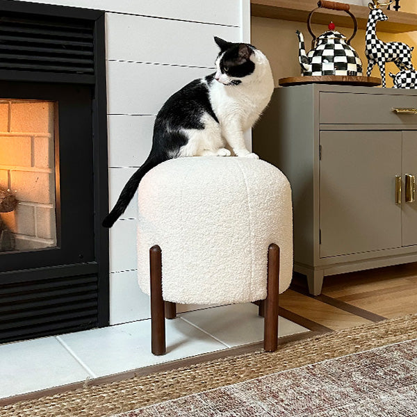 Plush Boucle Drum Ottoman, Choose Your Color (Online Exclusive)