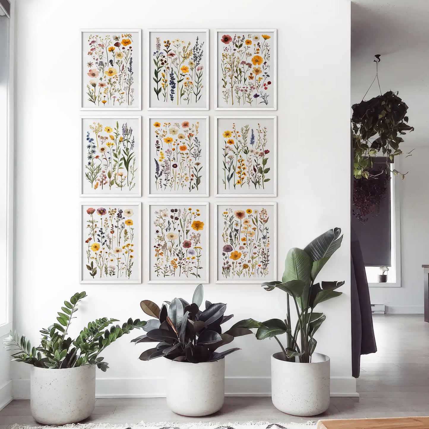 Meadow Wildflowers Prints. Floral Wall Art Set of 9 Pieces  (online exclusive)