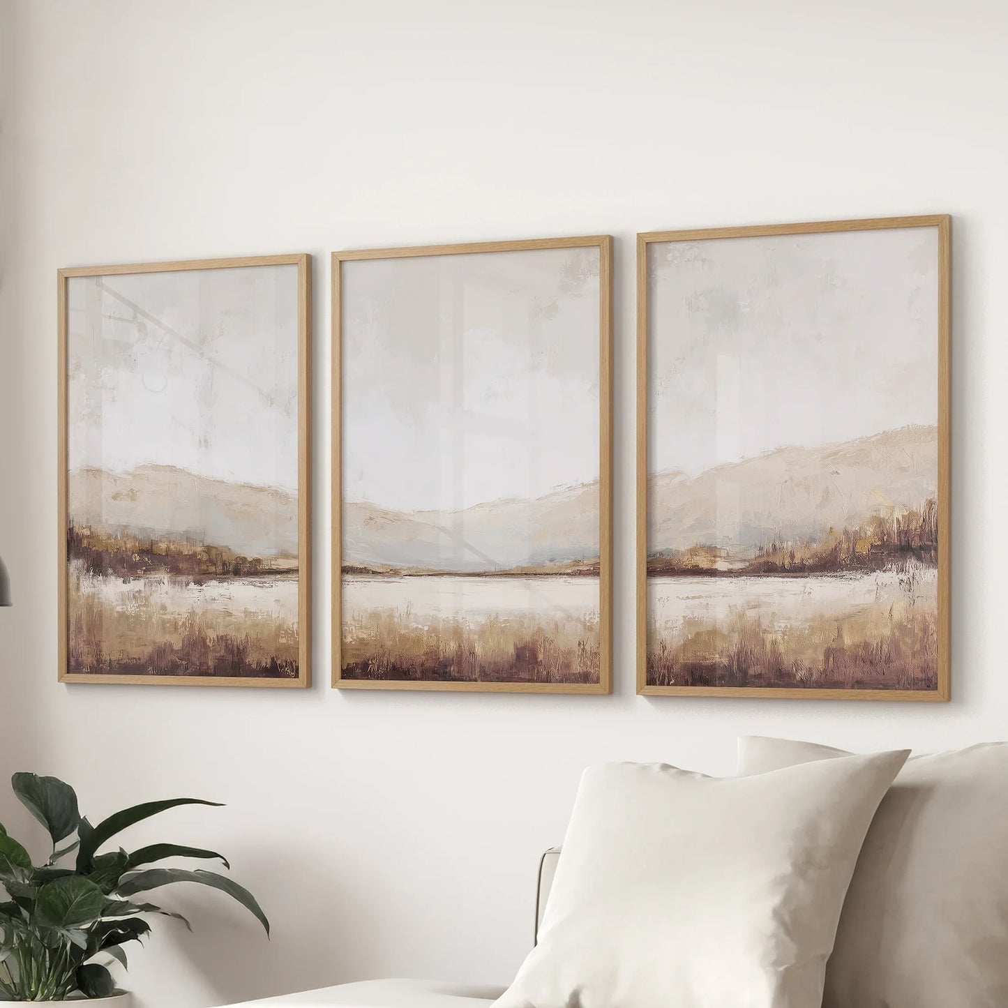 Neutral Beige Brown Landscape Tryptich. Set of 3 Art Prints  (online exclusive)