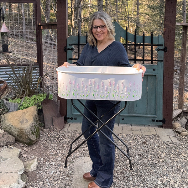 Outdoor Floral Oval Metal Plant Stand (Online Exclusive)