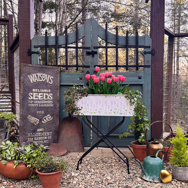 Outdoor Floral Oval Metal Plant Stand (Online Exclusive)