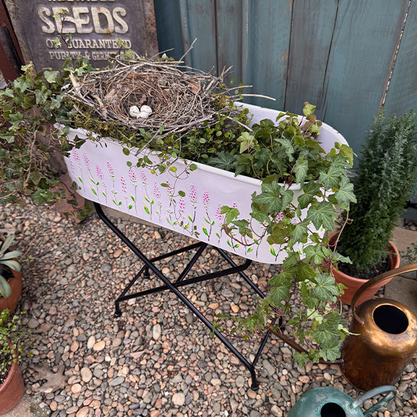 Outdoor Floral Oval Metal Plant Stand (Online Exclusive)