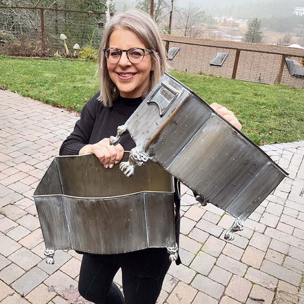 Aged Metal Footed Planters, Set of Two (Online Exclusive)