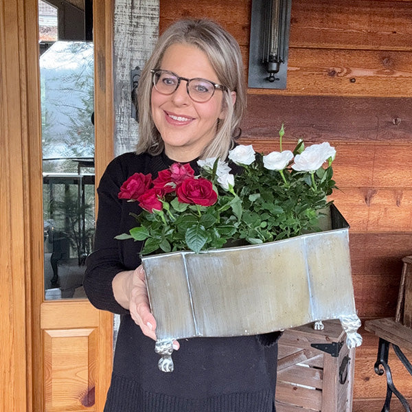 Aged Metal Footed Planters, Set of Two (Online Exclusive)