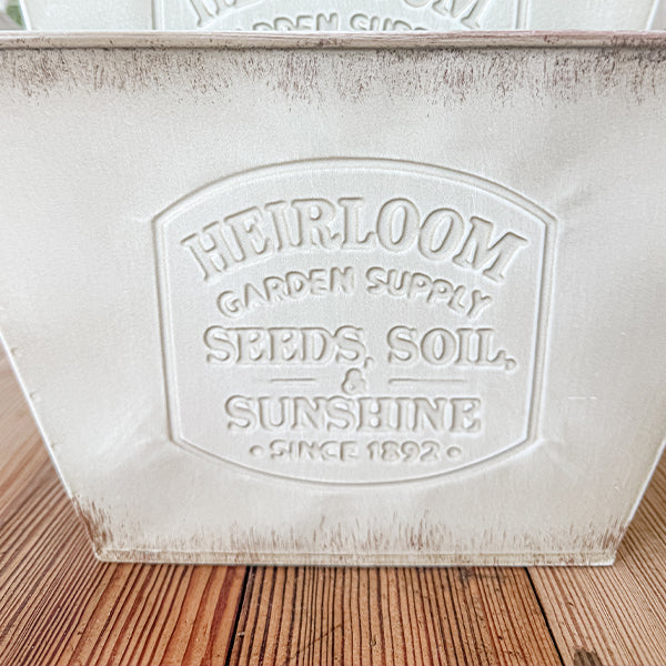 Vintage Inspired Heirloom Garden Supply Metal Planters, Set of Three (Online Exclusive)