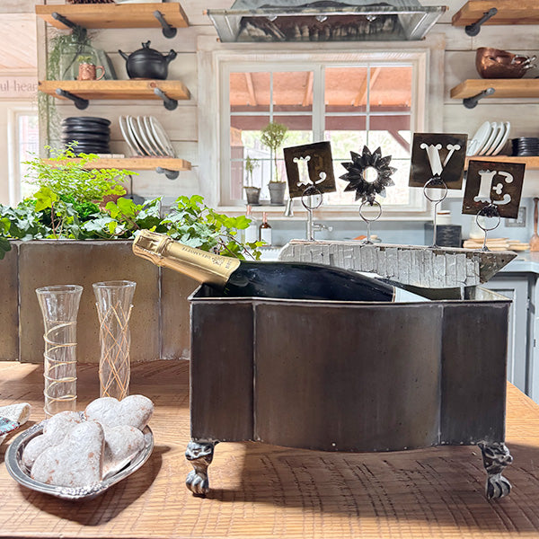 Aged Metal Footed Planters, Set of Two (Online Exclusive)