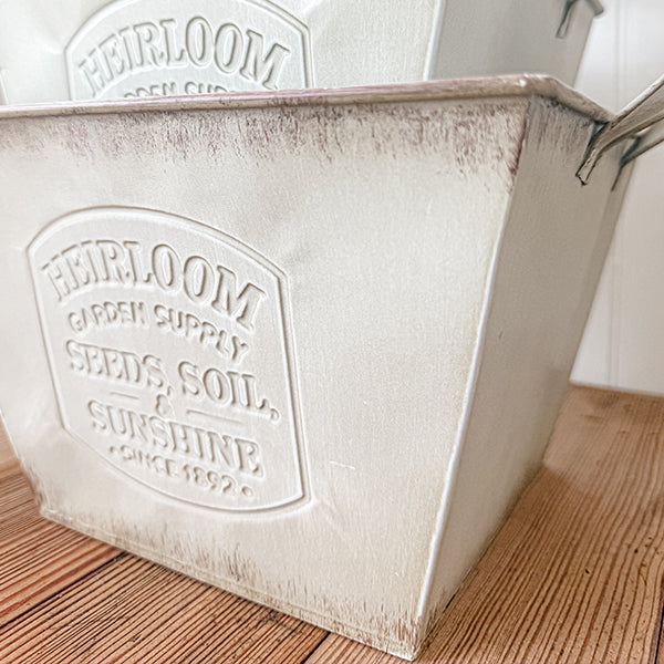 Vintage Inspired Heirloom Garden Supply Metal Planters, Set of Three (Online Exclusive)