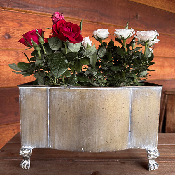 Aged Metal Footed Planters, Set of Two (Online Exclusive)