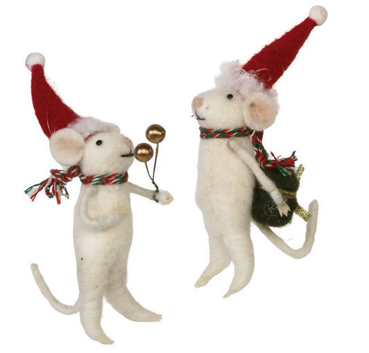 Felted Mouse Ornament, 2 Asstd.